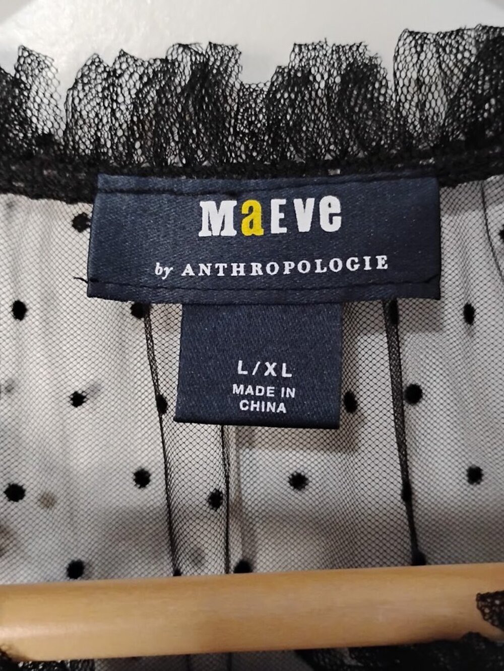Maeve By Anthropologie Women's Black Polk Dot Mini Tulle Layer Dress Size L/XL - Picture 8 of 9